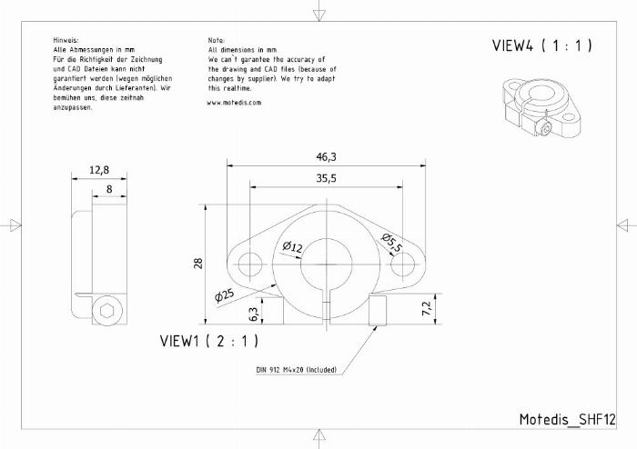Supports d‘arbre SHF12 permet l'assemblage sans usinage. Convient pour les arbres diamètre 12 mm