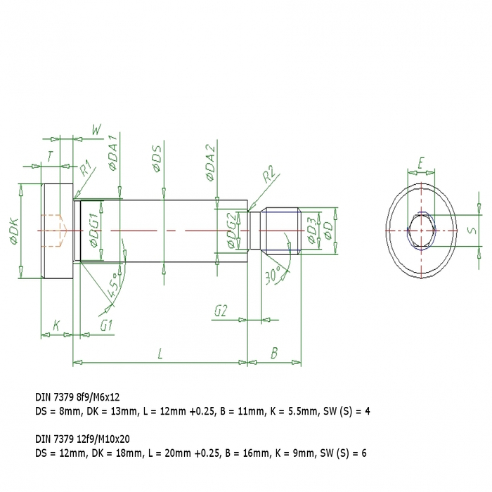 Fitting screw DIN 7379 12f9/M10x20