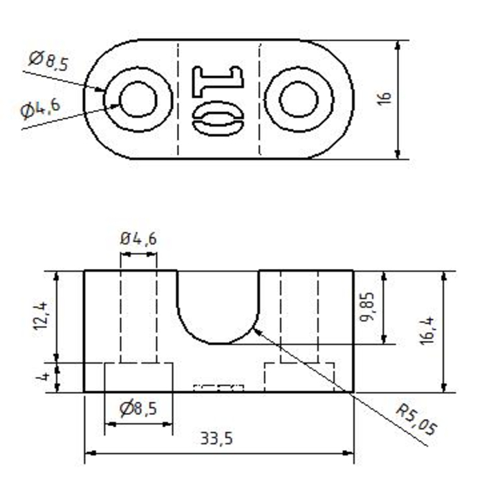 Shaft support - 3D Print - shaft 10mm