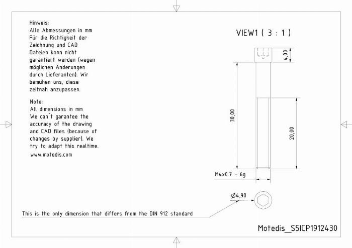 Connecteur automatique à vis spécial M4x30 rainure 5 typ