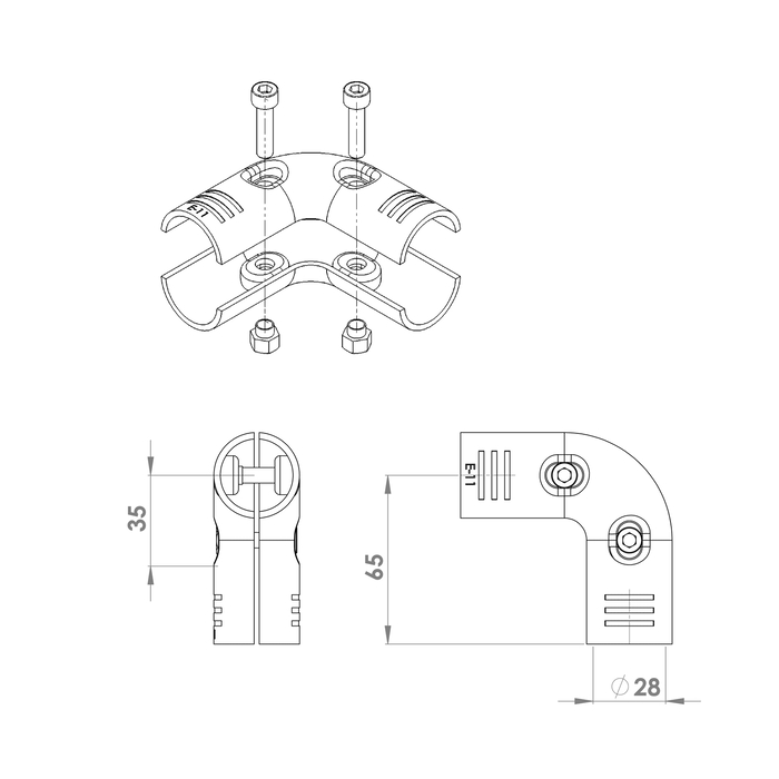 connector HJ-13-SI for circular tube 28mm