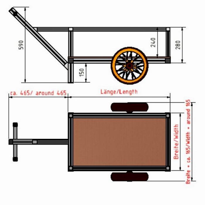 Pull wagon with fixed axis. You can chose between 2 different models. 